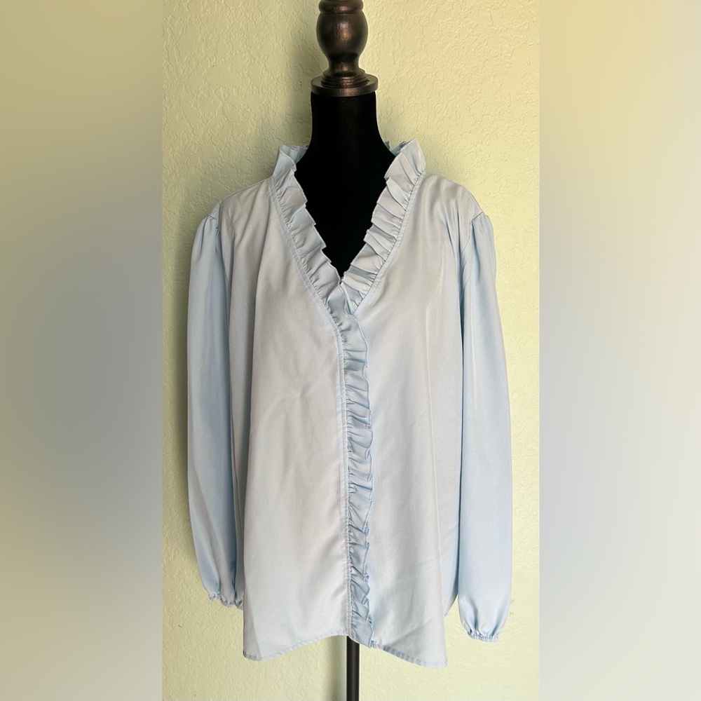 Light Blue Ruffled Blouse